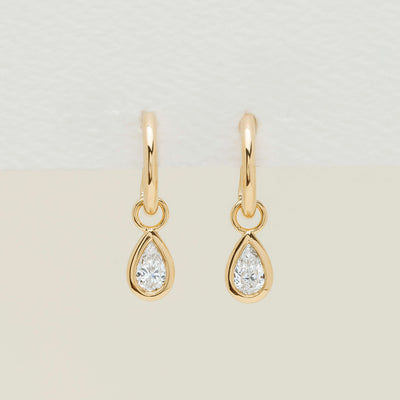 18ct Yellow Gold .50ct Pear Diamond Natalia Hoop Earrings