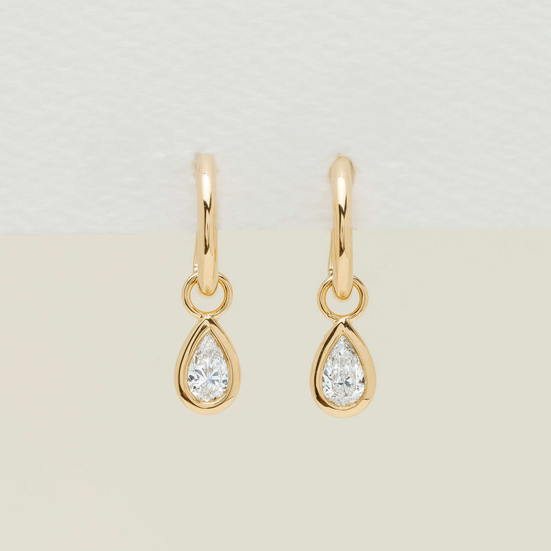 18ct Yellow Gold .50ct Pear Diamond Natalia Hoop Earrings