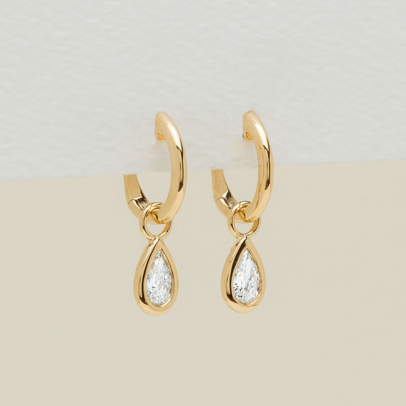 18ct Yellow Gold .50ct Pear Diamond Natalia Hoop Earrings