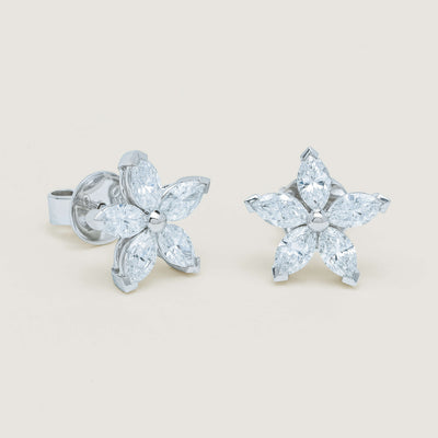 18ct White Gold 2.07ct Diamond Jasmine Star Earrings - Earrings - Walker & Hall