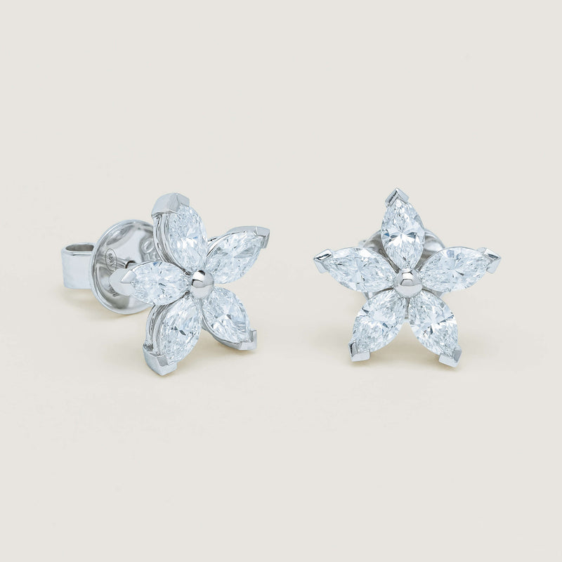 18ct White Gold 2.07ct Diamond Jasmine Star Earrings - Earrings - Walker & Hall