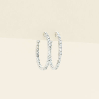 18ct White Gold 1.13ct Diamond Claw-Set Hoop Earrings