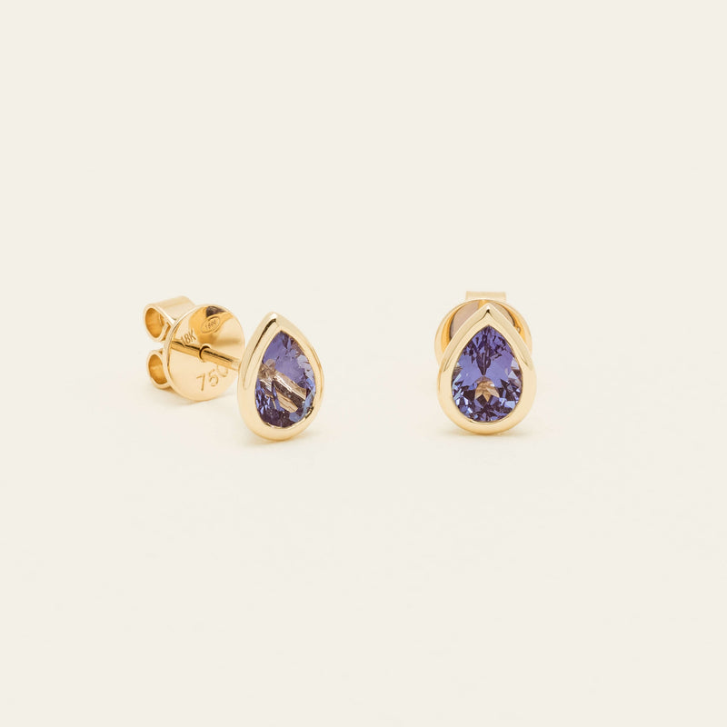 18ct Yellow Gold 1.88ct Tanzanite Natalia Stud Earrings - Earrings - Walker & Hall