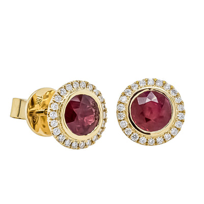 18ct Yellow Gold 1.84ct Ruby & Diamond Isla Earrings-Earrings-Walker & Hall