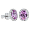 18ct White Gold Pink Sapphire & Diamond Earrings-Earrings-Walker & Hall