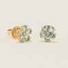 18ct Yellow Gold Aquamarine Forget-Me-Not Flower Earrings - Earrings - Walker & Hall