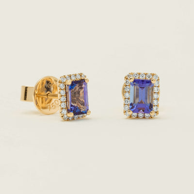 18ct Yellow Gold 1.47ct Tanzanite & Diamond Nina Earrings - Earrings - Walker & Hall
