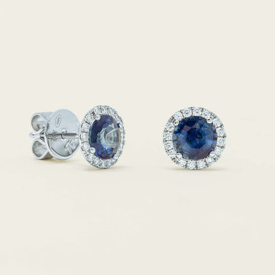 18ct White Gold 1.75ct Sapphire & Diamond Nina Earrings - Earrings - Walker & Hall