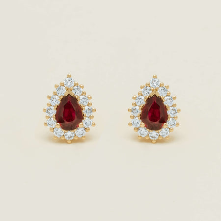 18ct Yellow Gold 1.32ct Ruby & Diamond Belle Earrings - Earrings - Walker & Hall