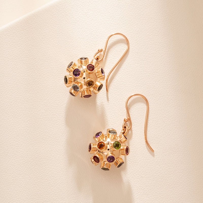 Vintage 14ct Rose Gold Gem Set Sputnik Earrings - Earrings - Walker & Hall