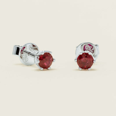 18ct White Gold .64ct Ruby Lily Stud Earrings - Earrings - Walker & Hall