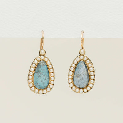 Vintage 13ct / 9ct Foilback Glass & Seed Pearl Earrings - Earrings - Walker & Hall