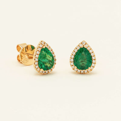 18ct Yellow Gold 2.10ct Emerald & Diamond Nina Earrings