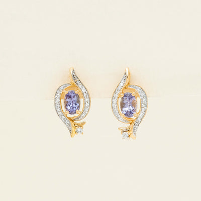 Deja Vu 18ct Yellow Gold Tanzanite & Diamond Earrings