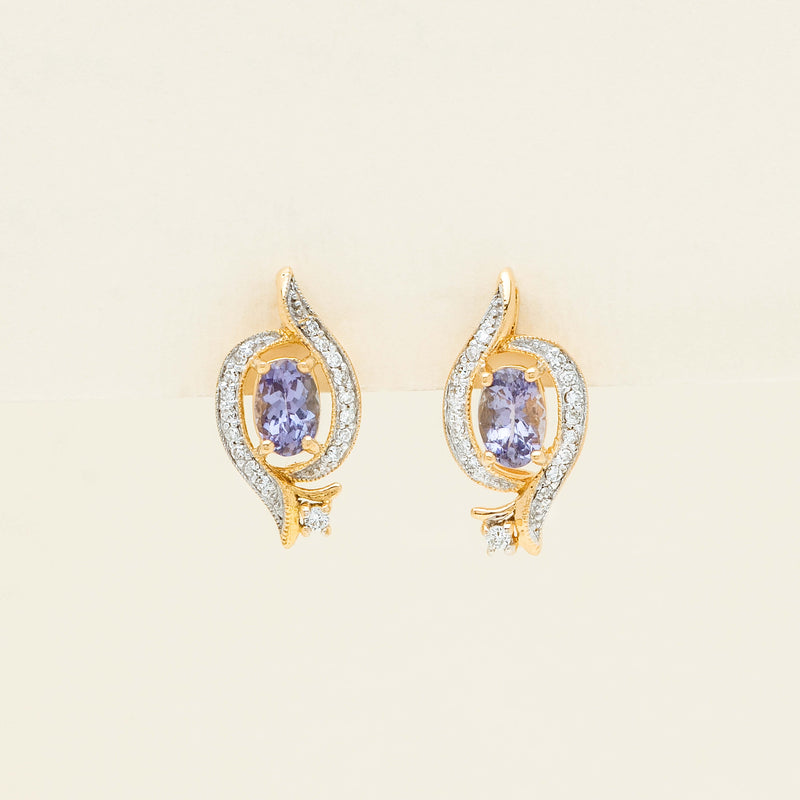 Deja Vu 18ct Yellow Gold Tanzanite & Diamond Earrings