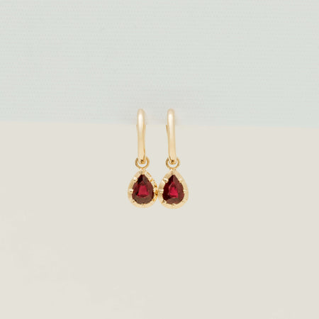 18ct Yellow Gold 1.37ct Ruby Dawn Drop Earrings - Earrings - Walker & Hall