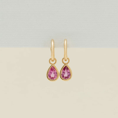 18ct Yellow Gold 1.66ct Pink Sapphire Natalia Hoop Earrings - Earrings - Walker & Hall