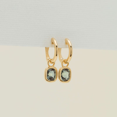 18ct Yellow Gold 1.83ct Green Sapphire Natalia Hoop Earrings - Earrings - Walker & Hall