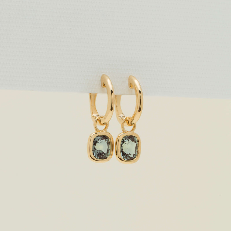 18ct Yellow Gold 1.83ct Green Sapphire Natalia Hoop Earrings - Earrings - Walker & Hall