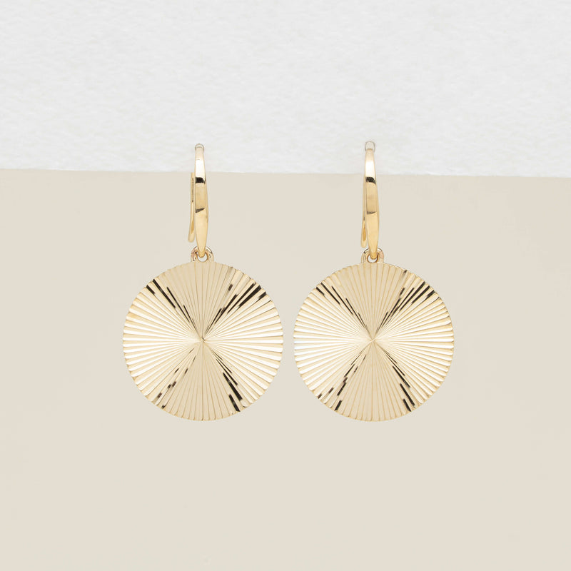 9ct Yellow Gold Reflections Hook Earrings - Earrings - Walker & Hall