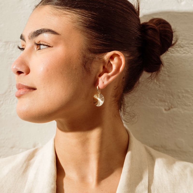 9ct Yellow Gold Reflections Hook Earrings - Earrings - Walker & Hall