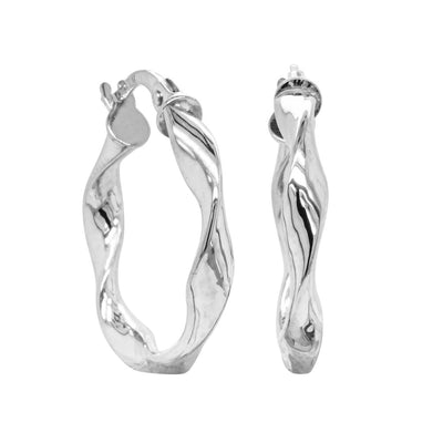 Sterling Silver Ribbon Hoop Earrings - Earrings - Walker & Hall