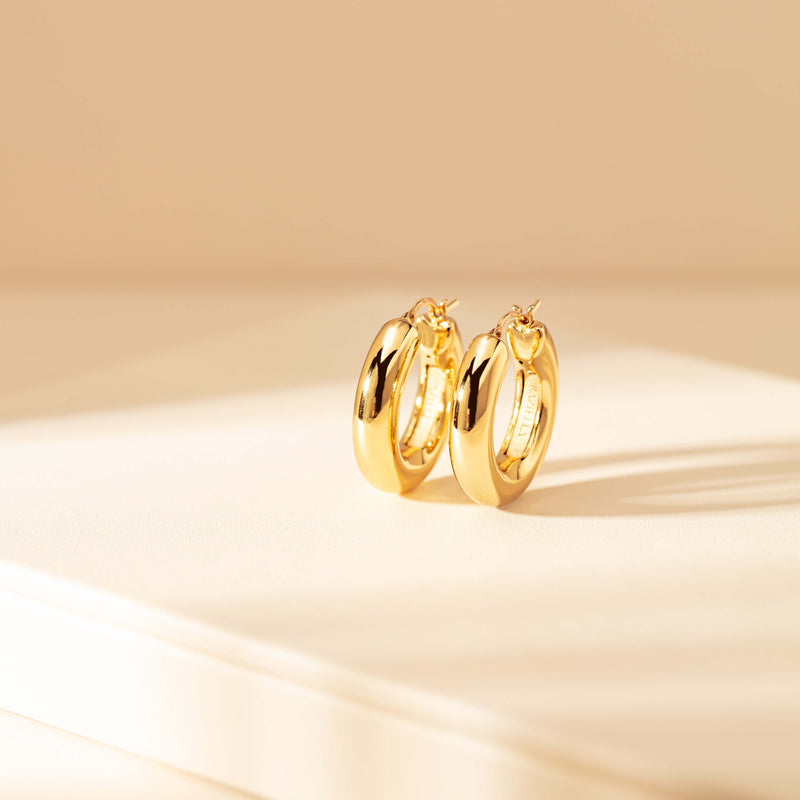 14ct Yellow Gold Hollow Large Round Hoop Earrings-Earrings-Walker & Hall