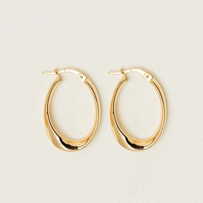 9ct Yellow Gold Oval Ribbon Hoop Earrings - Earrings - Walker & Hall