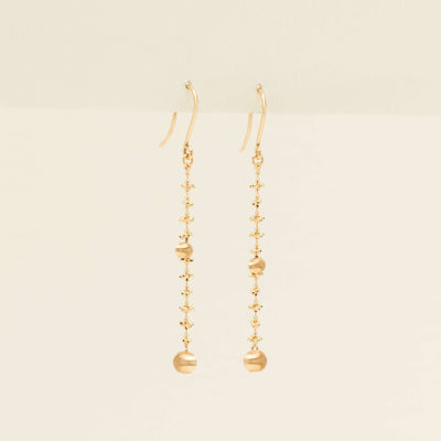 18ct Yellow Gold Scattered Beads Drop Earrings