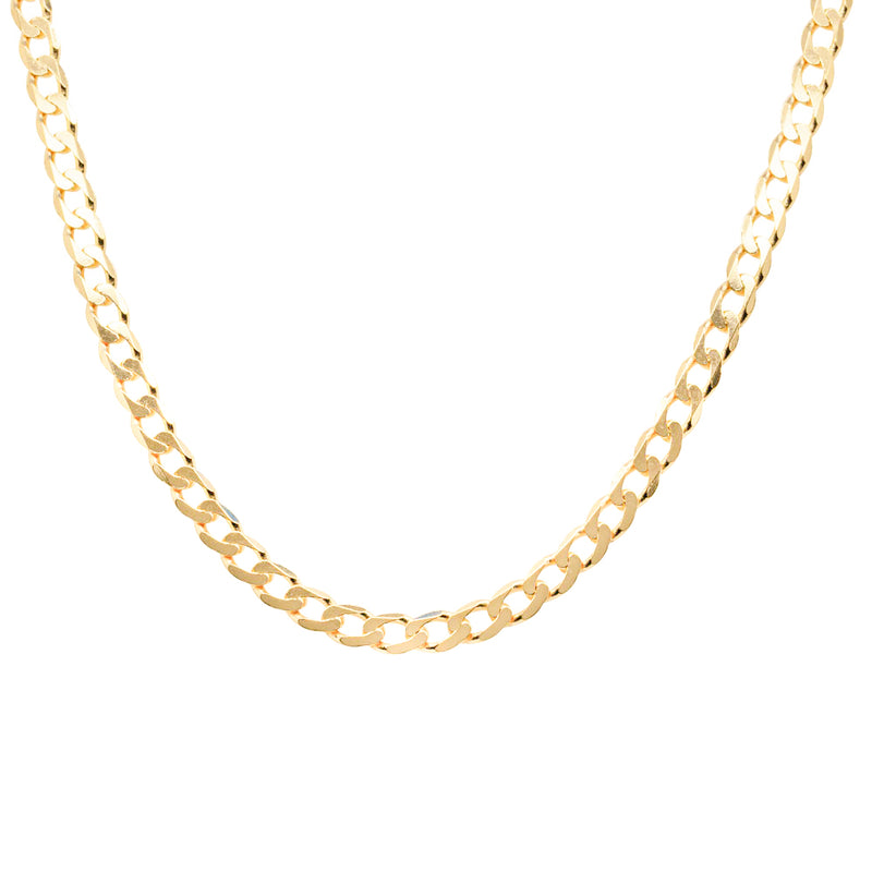 9ct Yellow Gold Bevelled Edge Diamond Cut Curb Chain-Necklace-Walker & Hall