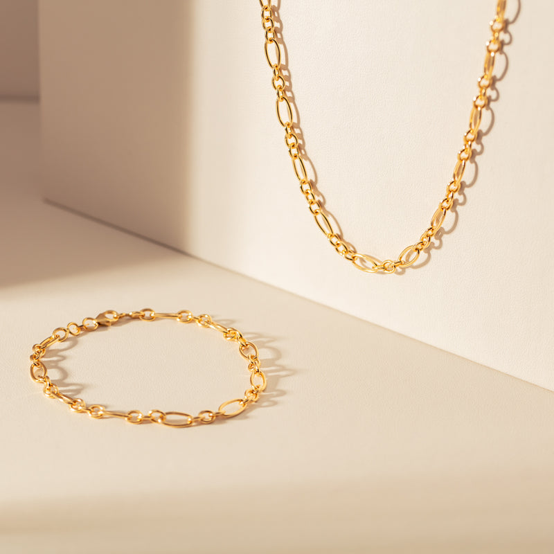 9ct Yellow Gold Figaro Chain-Necklace-Walker & Hall