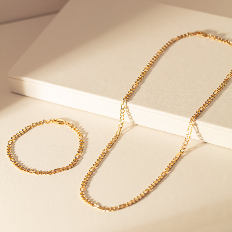 9ct Yellow Gold Figaro Chain-Necklace-Walker & Hall