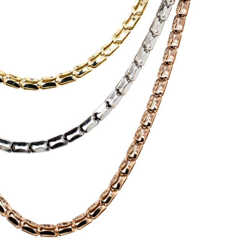 Deja Vu 14ct Tri-Tone Gold Fancy Link Necklace-Necklace-Walker & Hall
