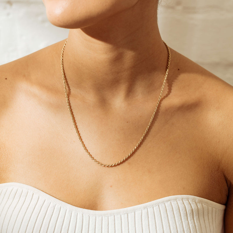 Déjà Vu 9ct Yellow Gold Rope Link Necklace-Necklace-Walker & Hall