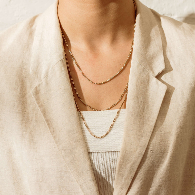 Vintage 9ct Yellow Gold Muff Chain Necklace - 170cm