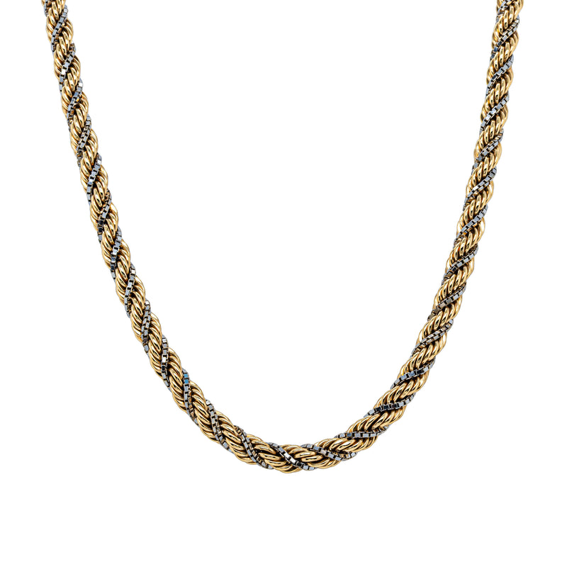 Deja Vu 18ct Yellow & White Gold Hollow Rope Link Chain - Necklace - Walker & Hall