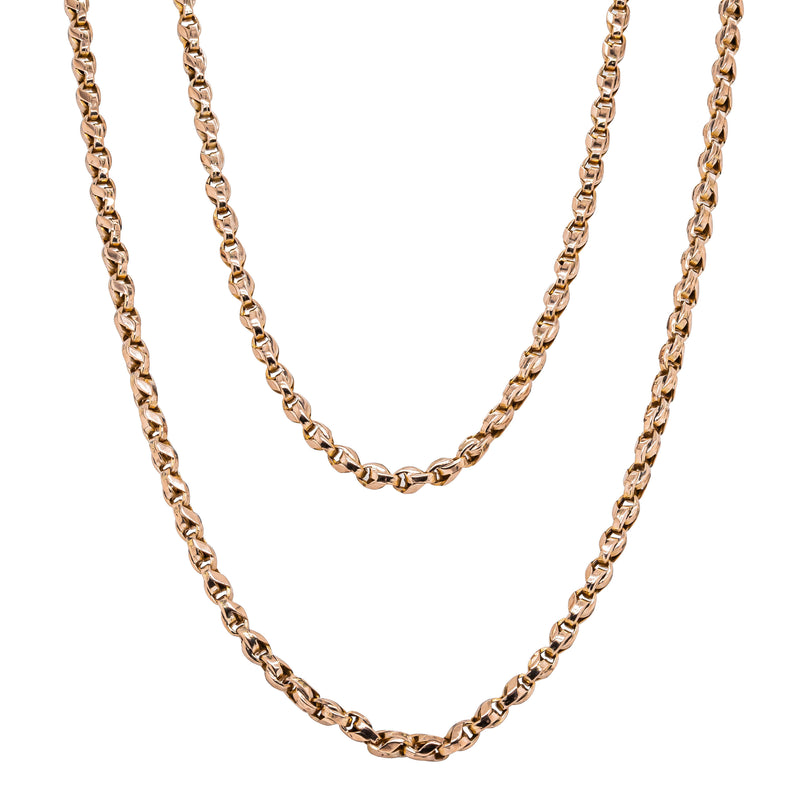 Vintage 9ct Rose Gold Muff Chain Necklace - 150cm - Necklace - Walker & Hall