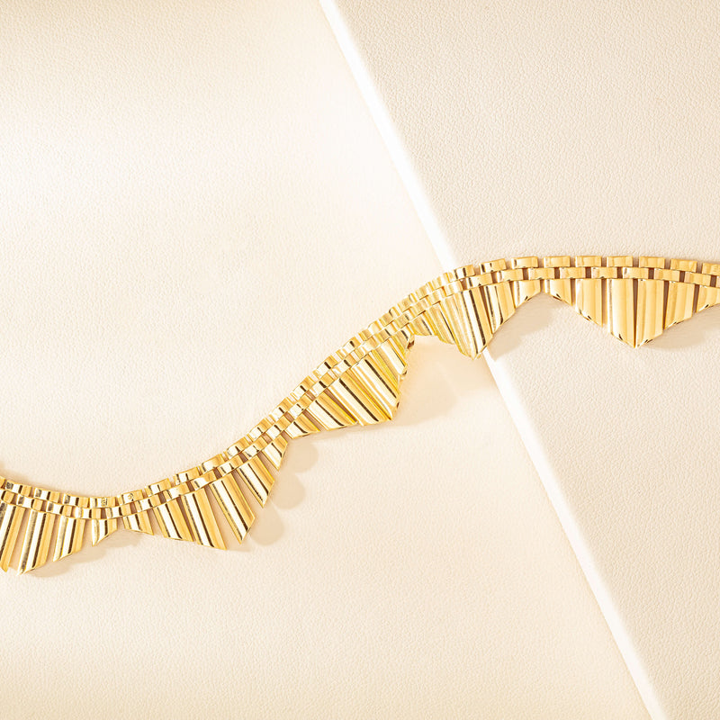 Vintage 9ct Yellow Gold Fancy Link Retro Necklace - Necklace - Walker & Hall
