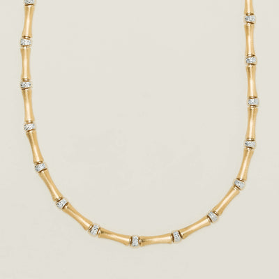 Deja Vu 14ct Yellow/White Gold Hollow Bamboo Necklace - Necklace - Walker & Hall