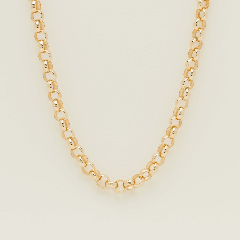 Deja Vu 9ct Yellow Gold Large Belcher Link Necklace
