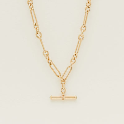 Deja Vu 9ct Yellow Gold Paperclip Link Fob Necklace - Necklace - Walker & Hall