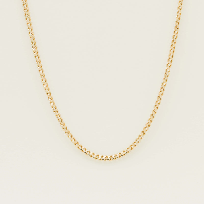 Deja Vu 14ct Yellow Gold Flat Curb Necklace 60cm - Necklace - Walker & Hall