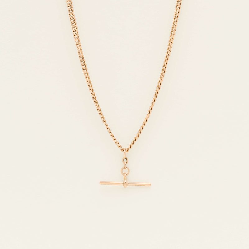 Vintage 9ct Rose Gold Curb Link Fob Necklace - Necklace - Walker & Hall