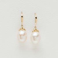 9ct Yellow Gold Petal Drop Pearl Earrings - Earrings - Walker & Hall
