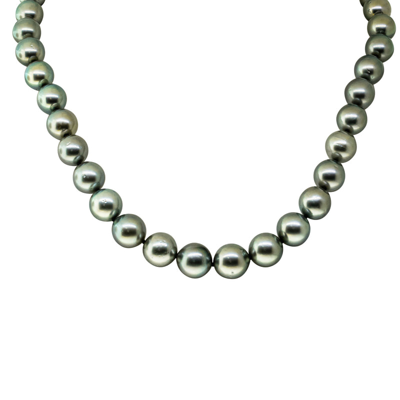 18ct Yellow Gold Cultured Black Pearl Necklace-Necklace-Walker & Hall