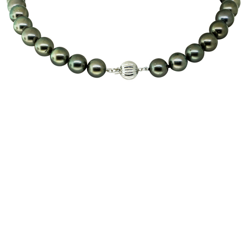 18ct White Gold Cultured Black Pearl Necklace-Necklace-Walker & Hall
