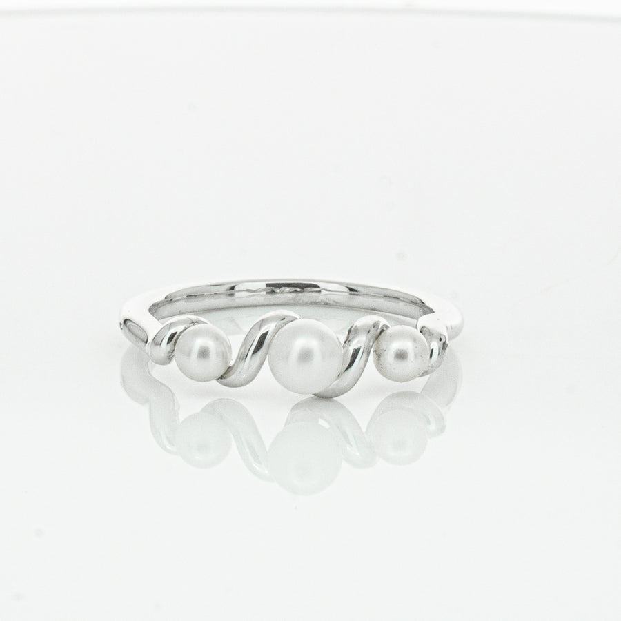 18ct White Gold Akoya Pearl Margaux Ring-Ring-Walker & Hall