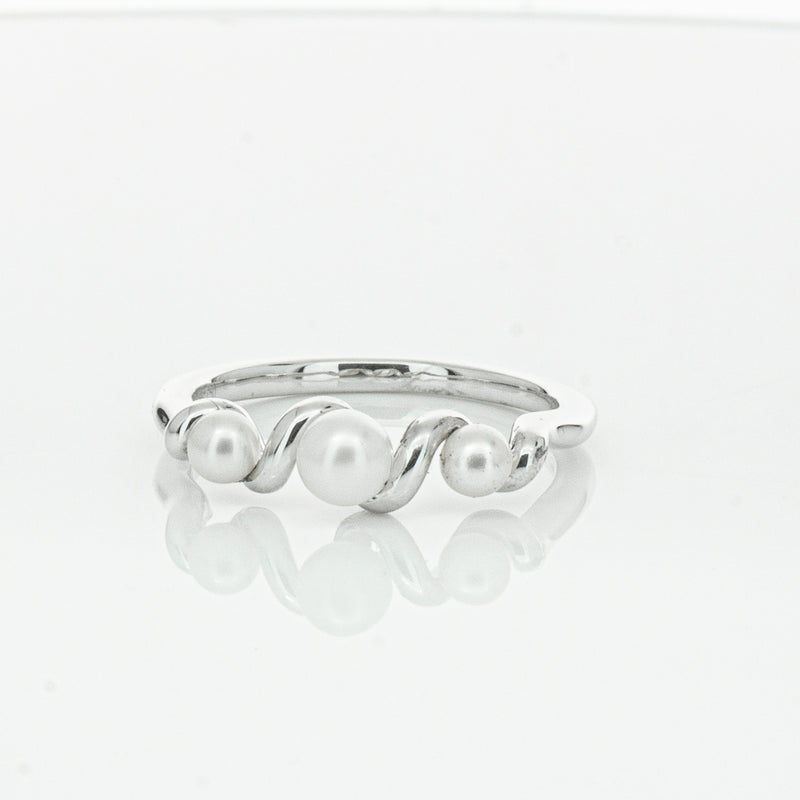 18ct White Gold Akoya Pearl Margaux Ring-Ring-Walker & Hall