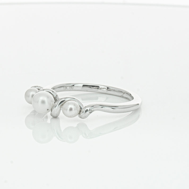 18ct White Gold Akoya Pearl Margaux Ring-Ring-Walker & Hall
