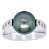 Deja Vu 18ct White Gold Black Pearl & Diamond Ring-Ring-Walker & Hall